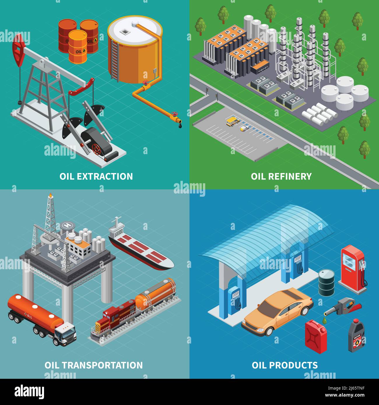 Oil industry extraction equipment refinery and transportation 2x2