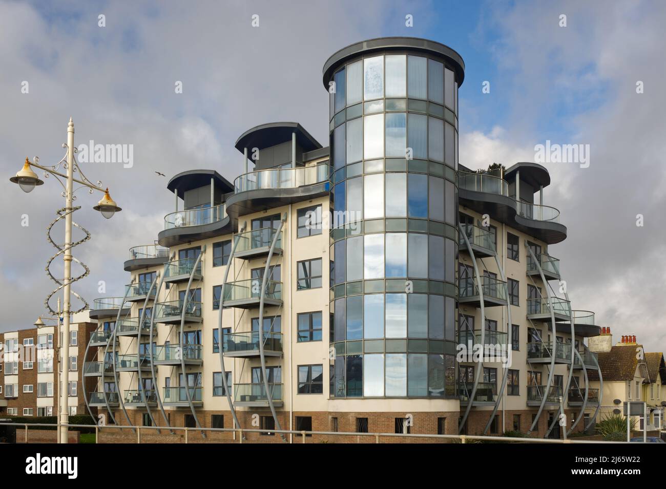 Modern apartment building on seafront at Bognor Regis in West Sussex