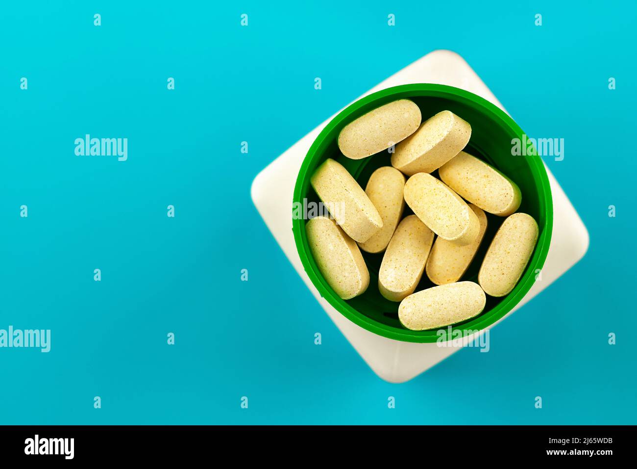 magnesium taurate pills. dietary concept. dietary supplement topview