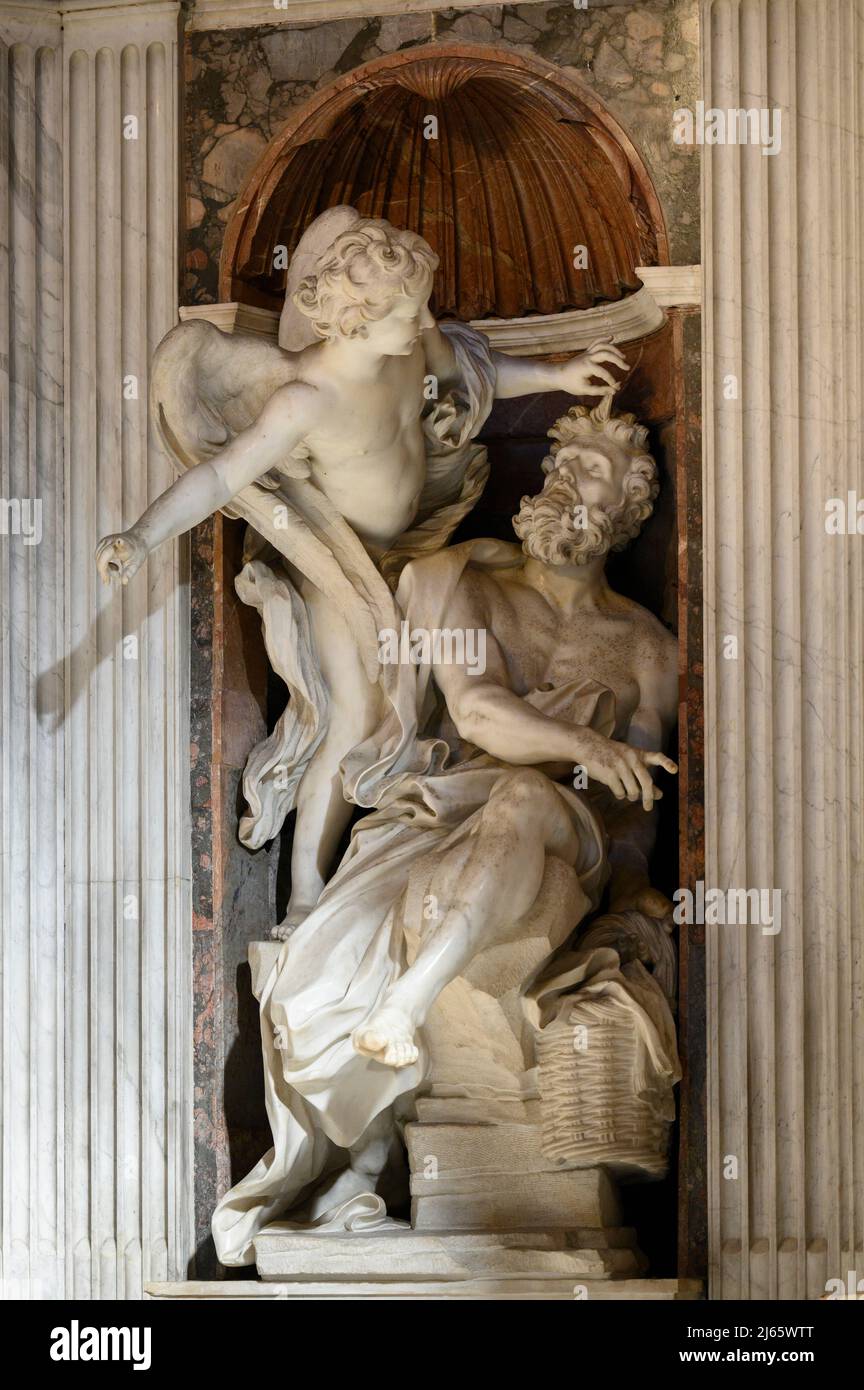 Rome. Italy. Basilica di Santa Maria del Popolo. The Chigi Chapel (La  Cappella Chigi). Sculpture of Habakkuk and the Angel by Bernini, ca.  1656–61 Stock Photo - Alamy