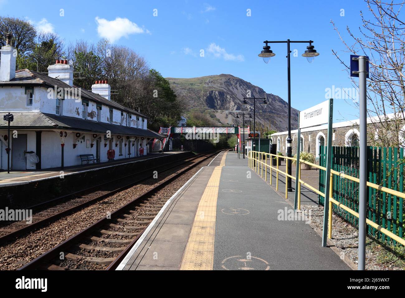Penmaenmawr railway station station road west Conwy North Wales Stock