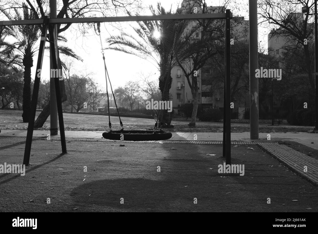 swings in playground Stock Photo Alamy
