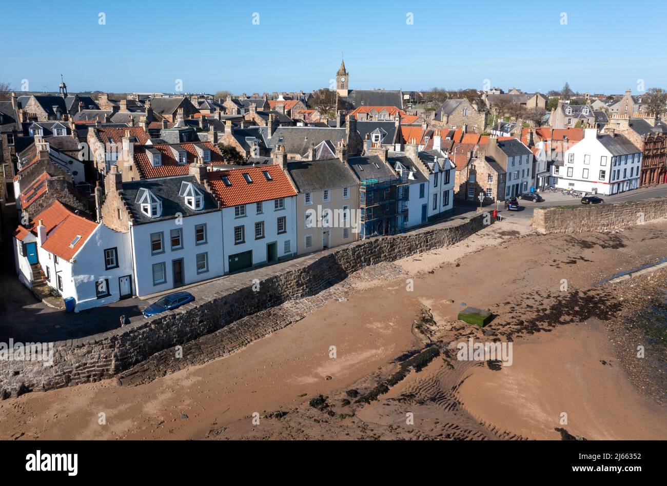 Aerial view of Anstruther harbour, East Neuk of Fife, Scotland Stock