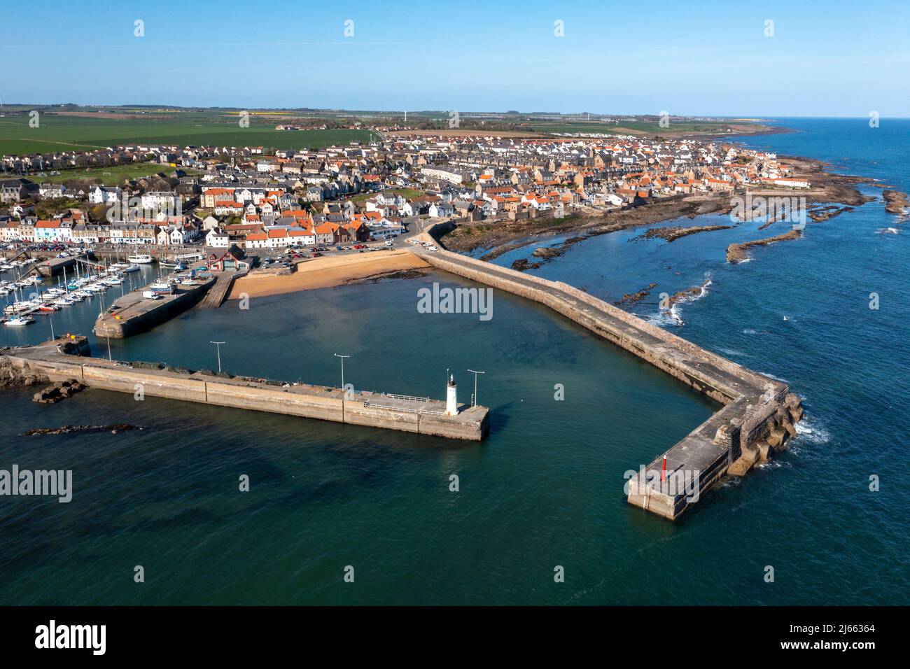 Aerial view of Anstruther harbour, East Neuk of Fife, Scotland Stock