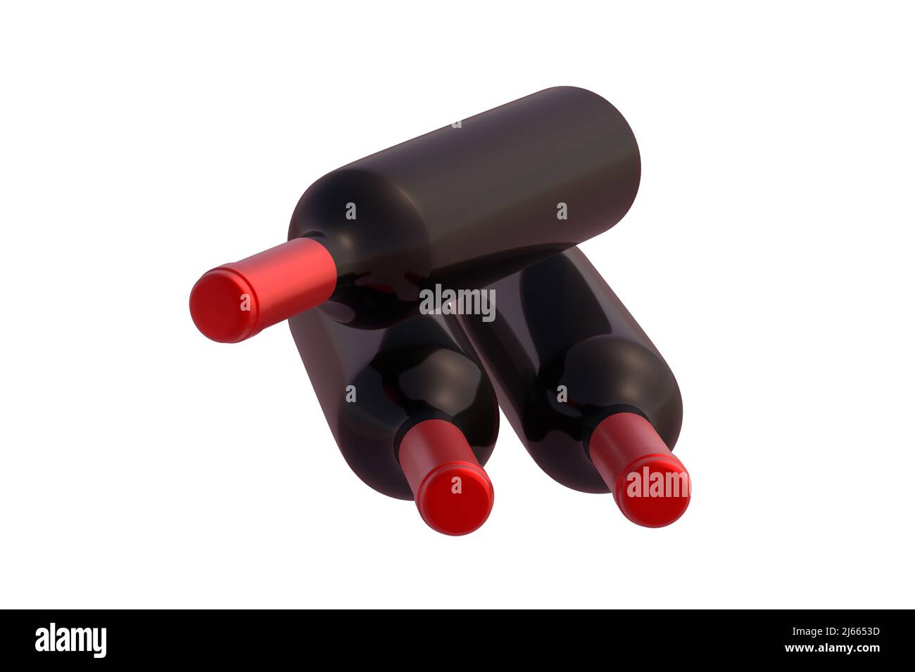 Bottles of wine isolated on white background. 3d render Stock Photo - Alamy
