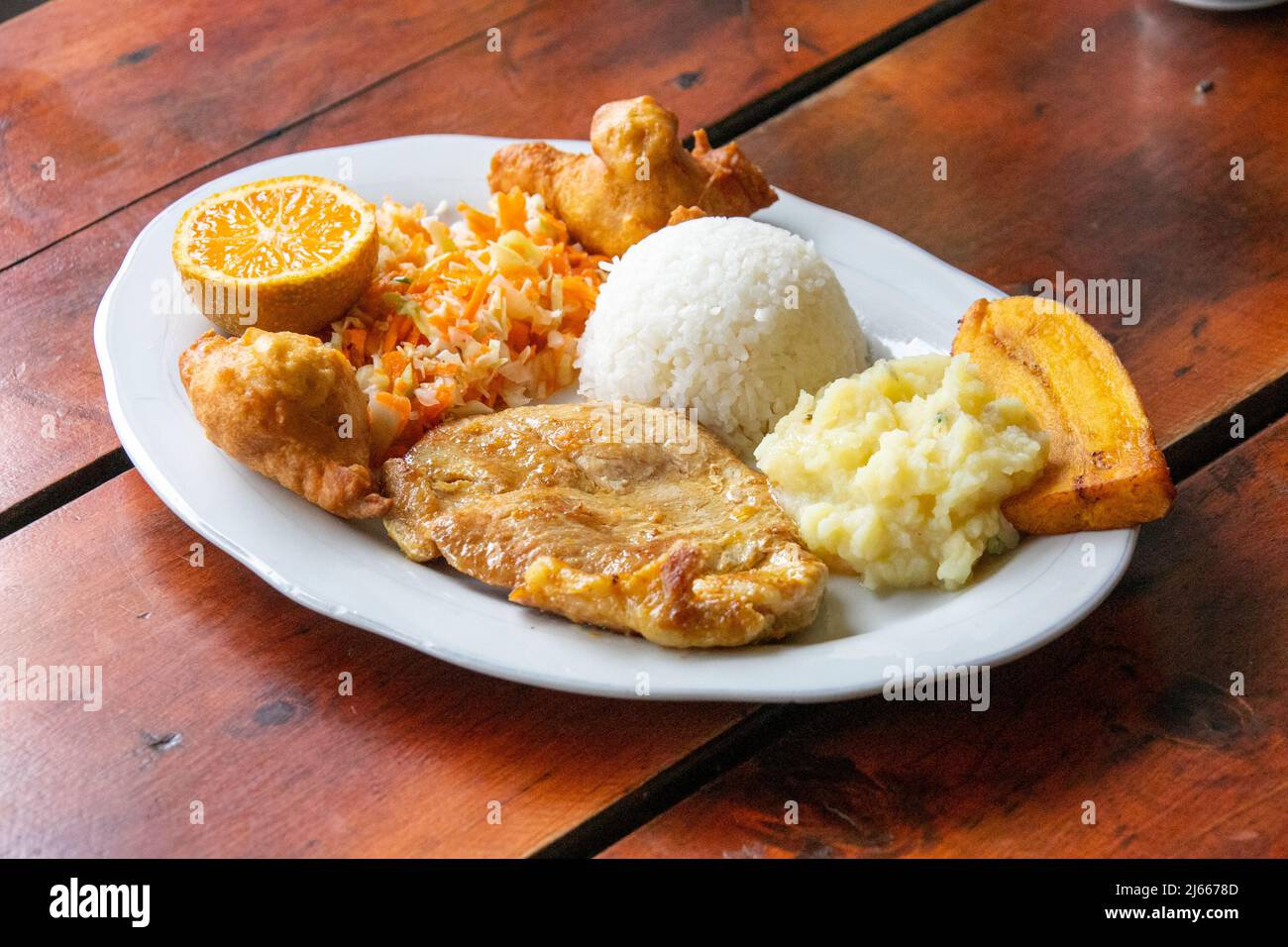 Chicken plate, El Rincon De Luci, Salento, Quindío, Colombia Stock Photo