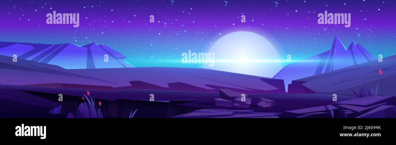 Full moon over rocky mountains Stock Vector Images - Alamy