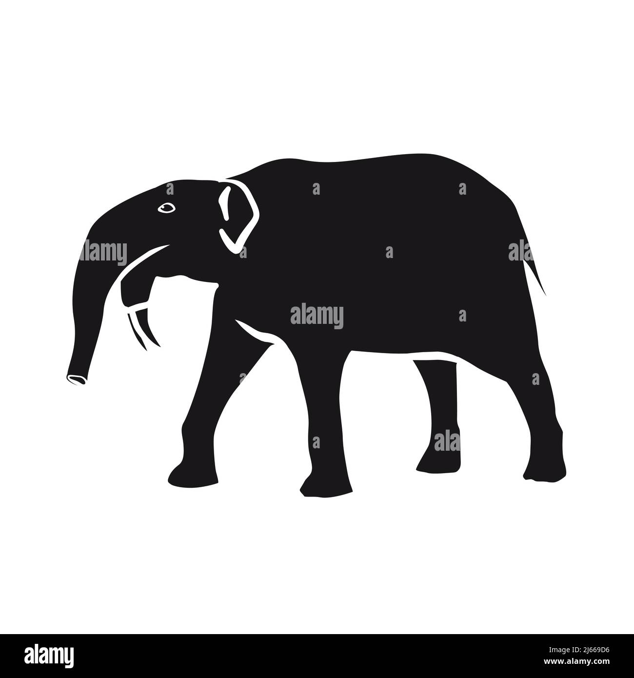 black and white icon, prehistoric animal Stock Vector