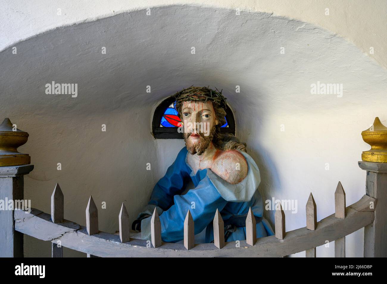 Christusfigur mit Dornenkrone, Kirche St. Johannes der Taeufer, Moosbach, Allgaeu, Bayern, Deutschland Stock Photo