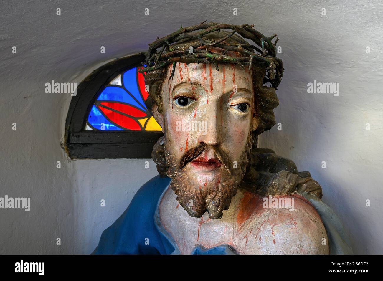 Christushaupt mit Dornenkrone, Kirche St. Johannes der Taeufer, Moosbach, Allgaeu, Bayern, Deutschland Stock Photo