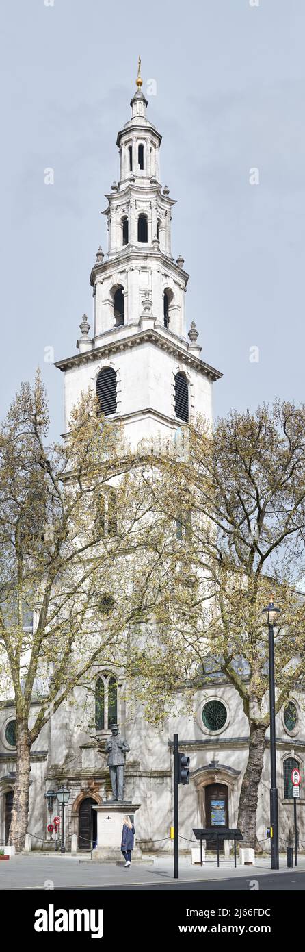 Tower of St Clement Dane's church, the RAF memorial church to their dead service man and women London, England. Stock Photo
