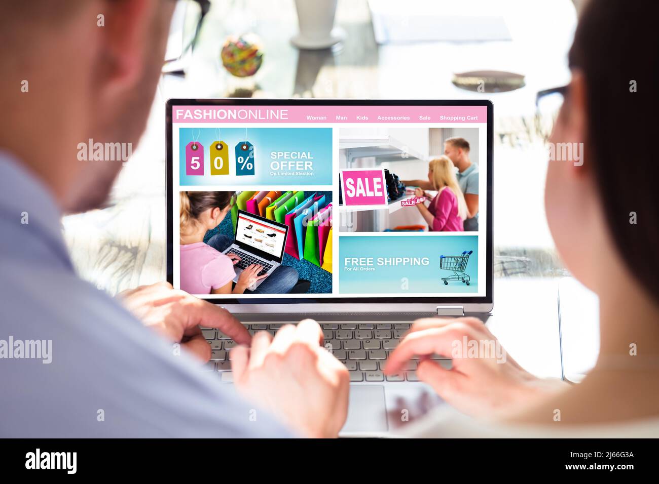 Couple Family Shopping Online In Ecommerce Shop Stock Photo