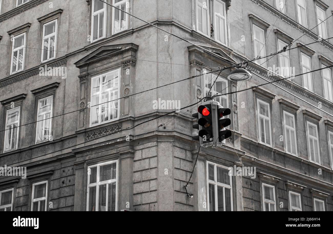 Traffic light at Vienna streets Stock Photo