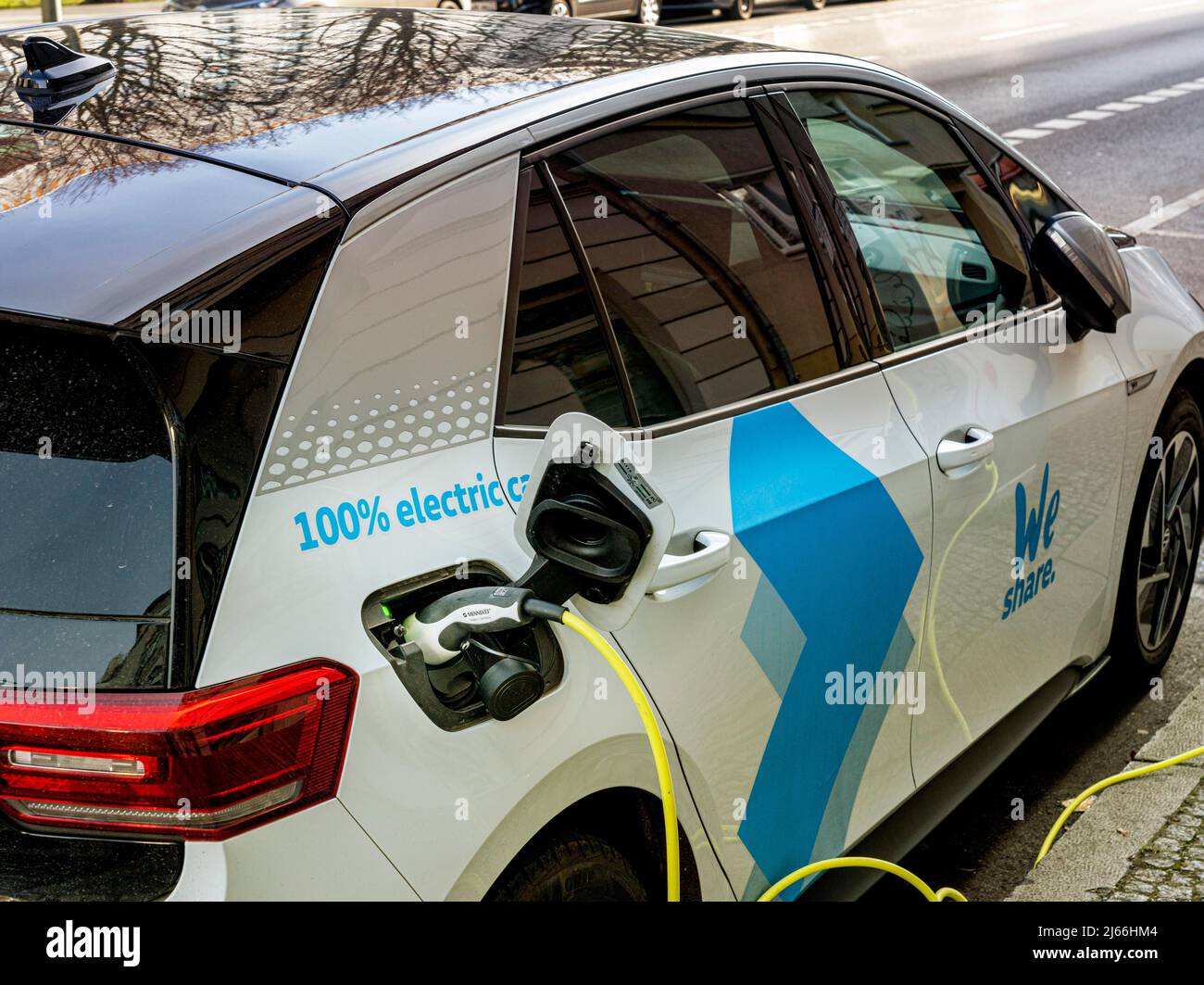 Electric car, car sharing at the charging station, Berlin, Germany ...