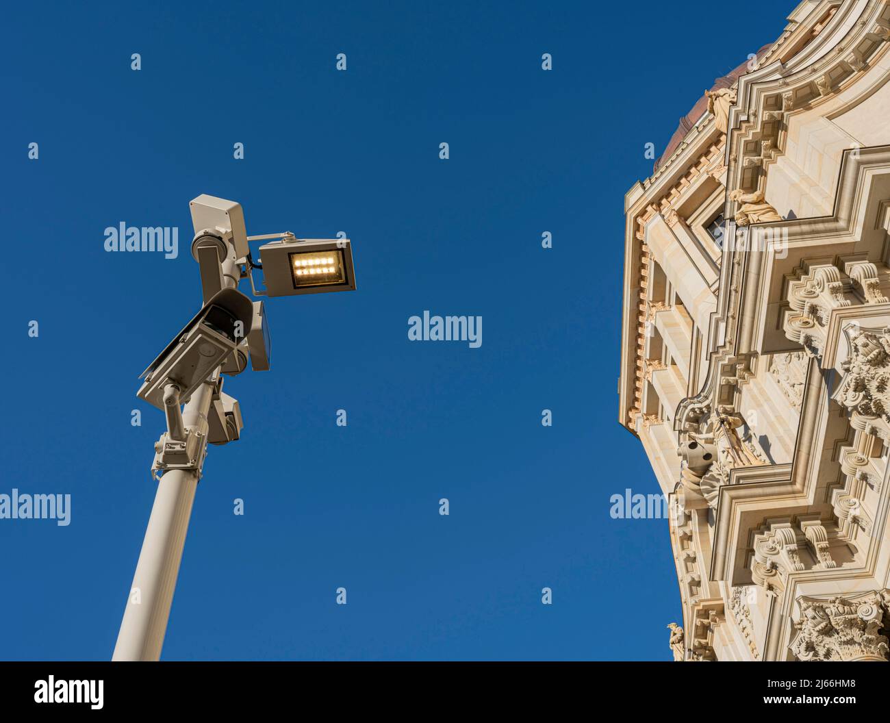 Light pole with surveillance camera, Berlin, Germany Stock Photo Alamy