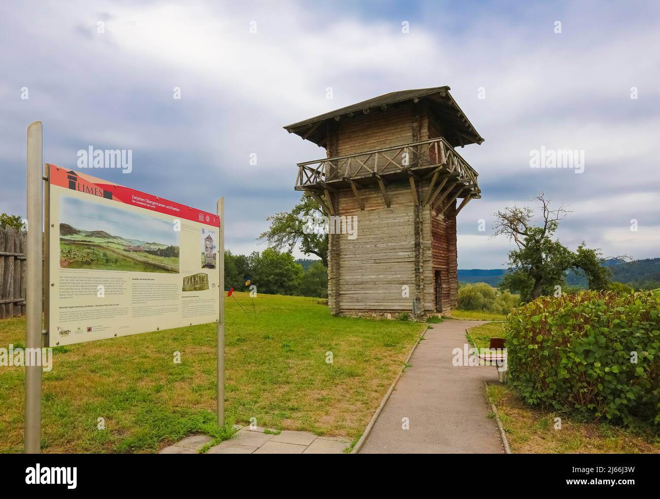 Schild, Informationstafel, der Limesknick bei Lorch, Teil des UNESCO ...