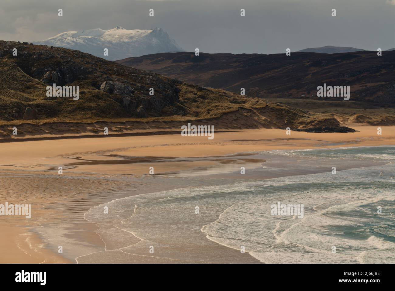 Torrisdale Beach with Ben Loyal inland, Sutherland Stock Photo