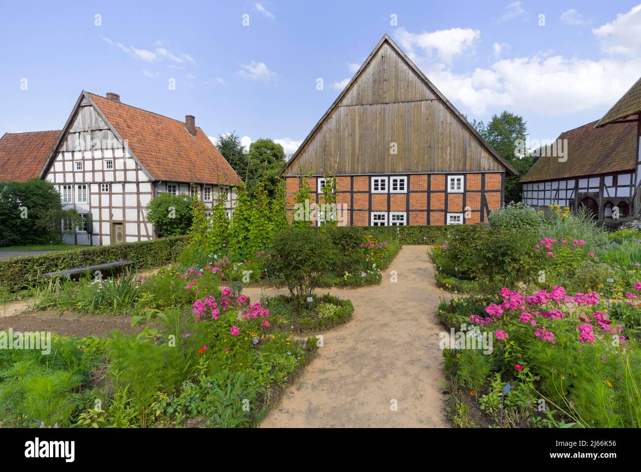 Westphalian Regional Museum of Folklore, Landschaftsverband Westfalen-Lippe, LWL-Freilichtmuseum, Detmold, North Rhine-Westphalia, Germany Farm Stock Photo