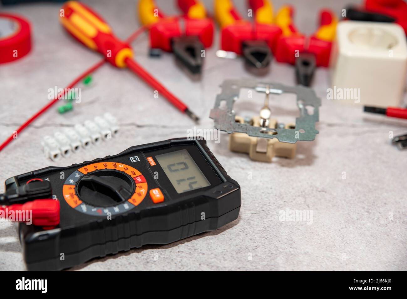 black Digital multimeter with probes , A multimeter is an electronic ...