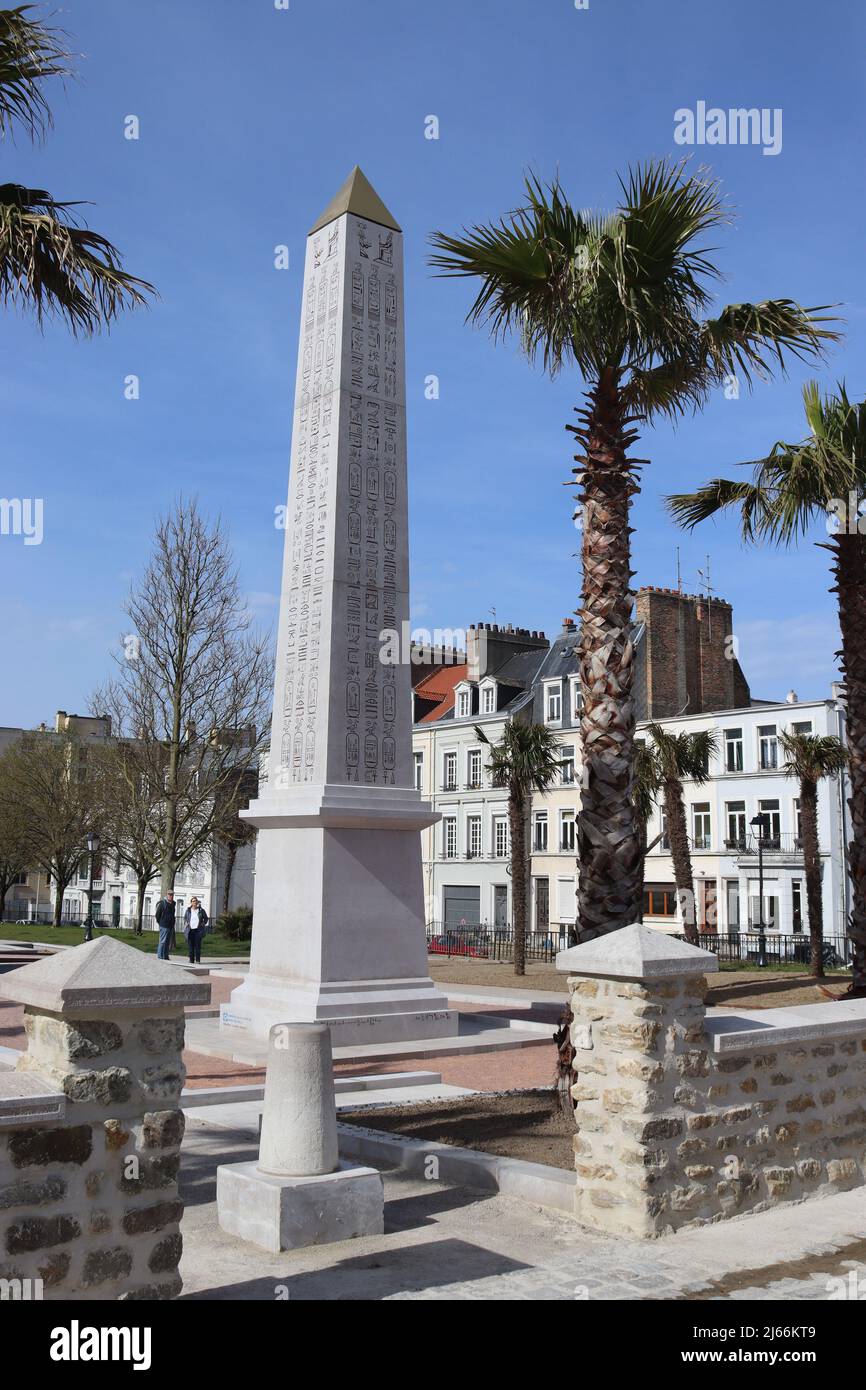 BOULOGNE-SUR-MER, FRANCE, 12 APRIL 2022: View of the renovated Square Auguste Mariette Pacha in Boulogne. Its is a  tourist destination dedicated Stock Photo