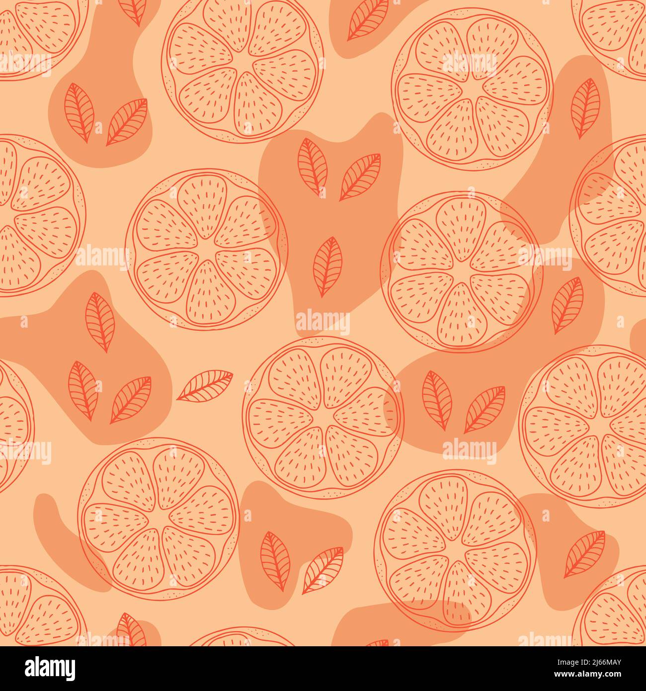 seamless pattern hand drawn doodle orange lemon fruits. Stock Vector