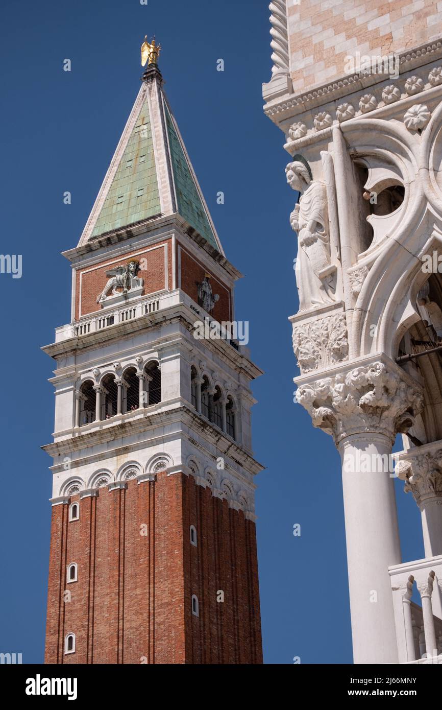 Campanile und Dogenpalast, Venedig - campanile and palazzo ducale, Venice, Italy Stock Photo