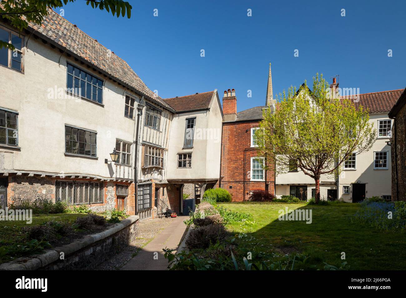 Spring afternoon at the Cryptic Escape in Norwich historic centre, Norfolk, England. Stock Photo