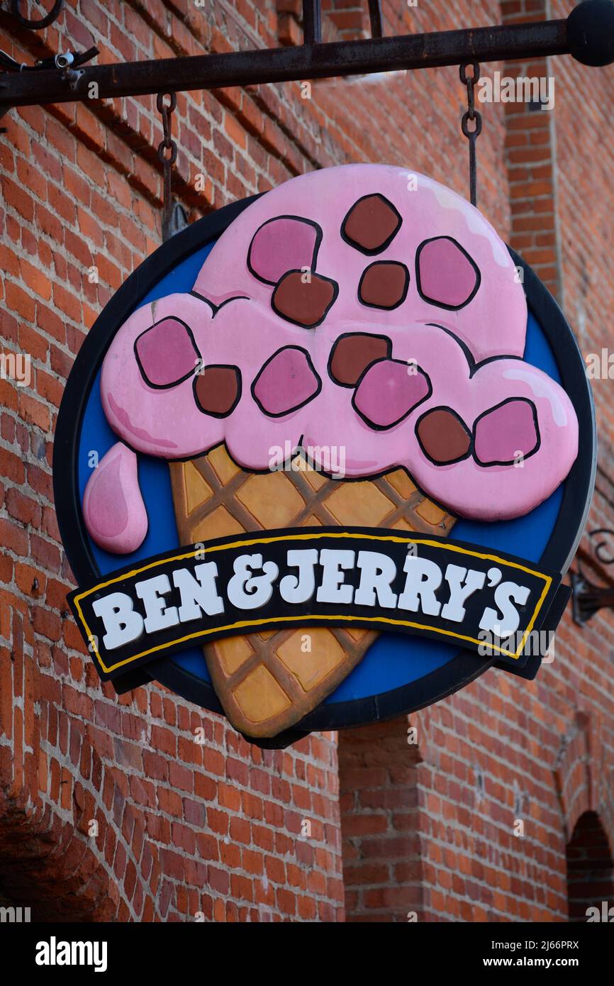 A sign over a Ben & Jerry's ice cream shop in the Fisherman's Wharf