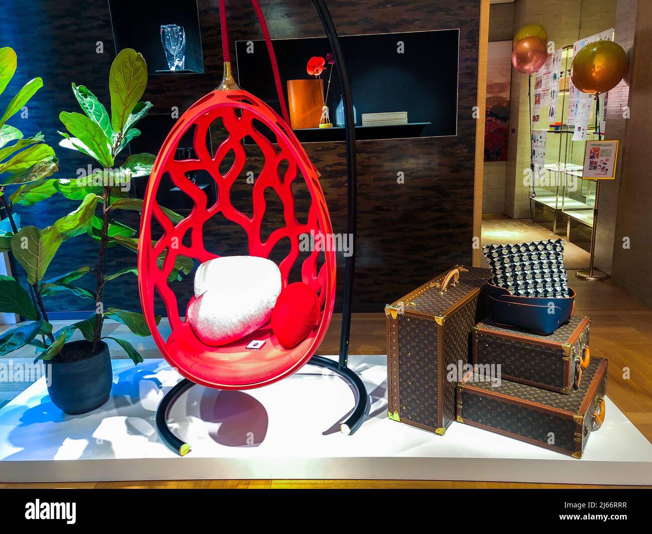 Paris, France, Louis Vuitton Luggage on Display in LVMH Store Stock Photo -  Alamy