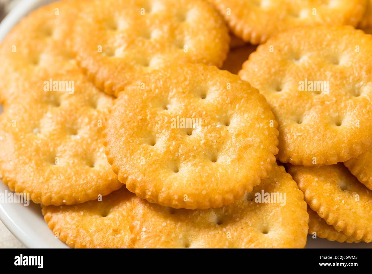 Salty Crispy Round Crackers Ready to Eat Stock Photo Alamy