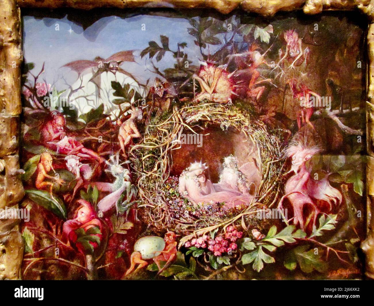 John Anster Fitzgerald - Fairies in a Bird's Nest - c1860 Stock Photo
