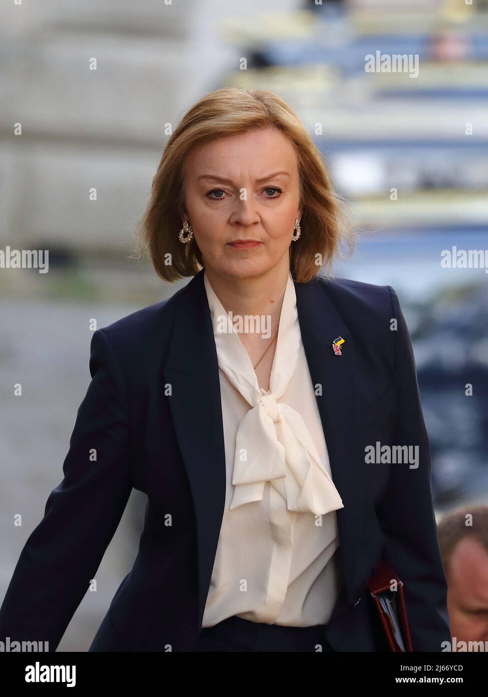 London, UK. 26th Apr, 2022. Foreign Secretary Liz Truss arrives for the weekly Cabinet Meeting at No 10 Downing Street. Stock Photo