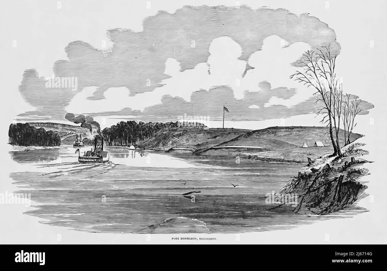 Fort Donelson, Tennessee, in the American Civil War. 19th century illustration Stock Photo