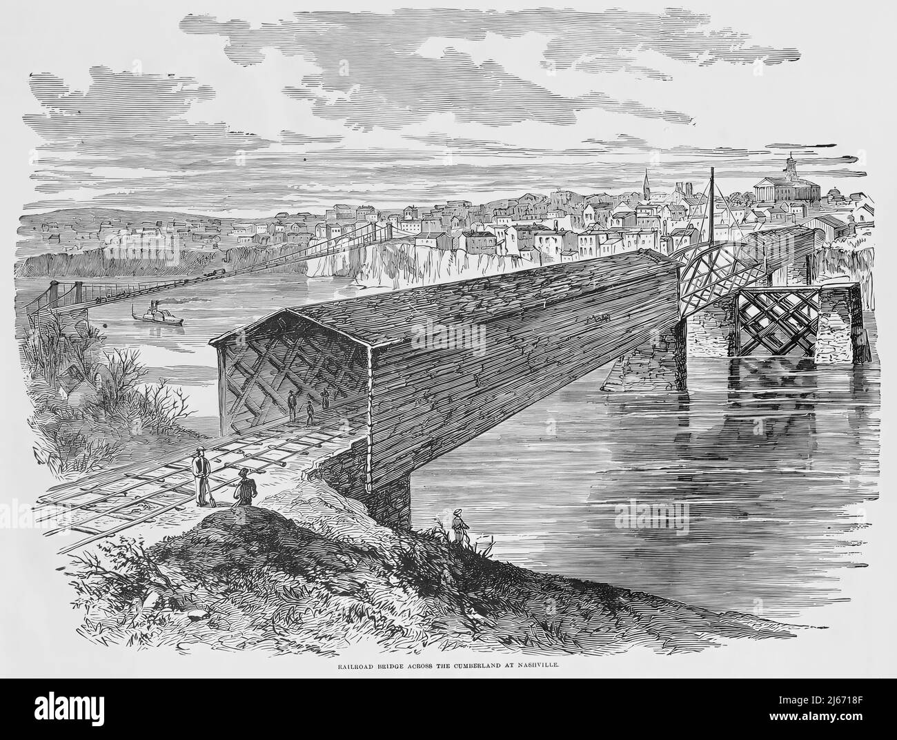Railroad Bridge Across the Cumberland River at Nashville, Tennessee, in