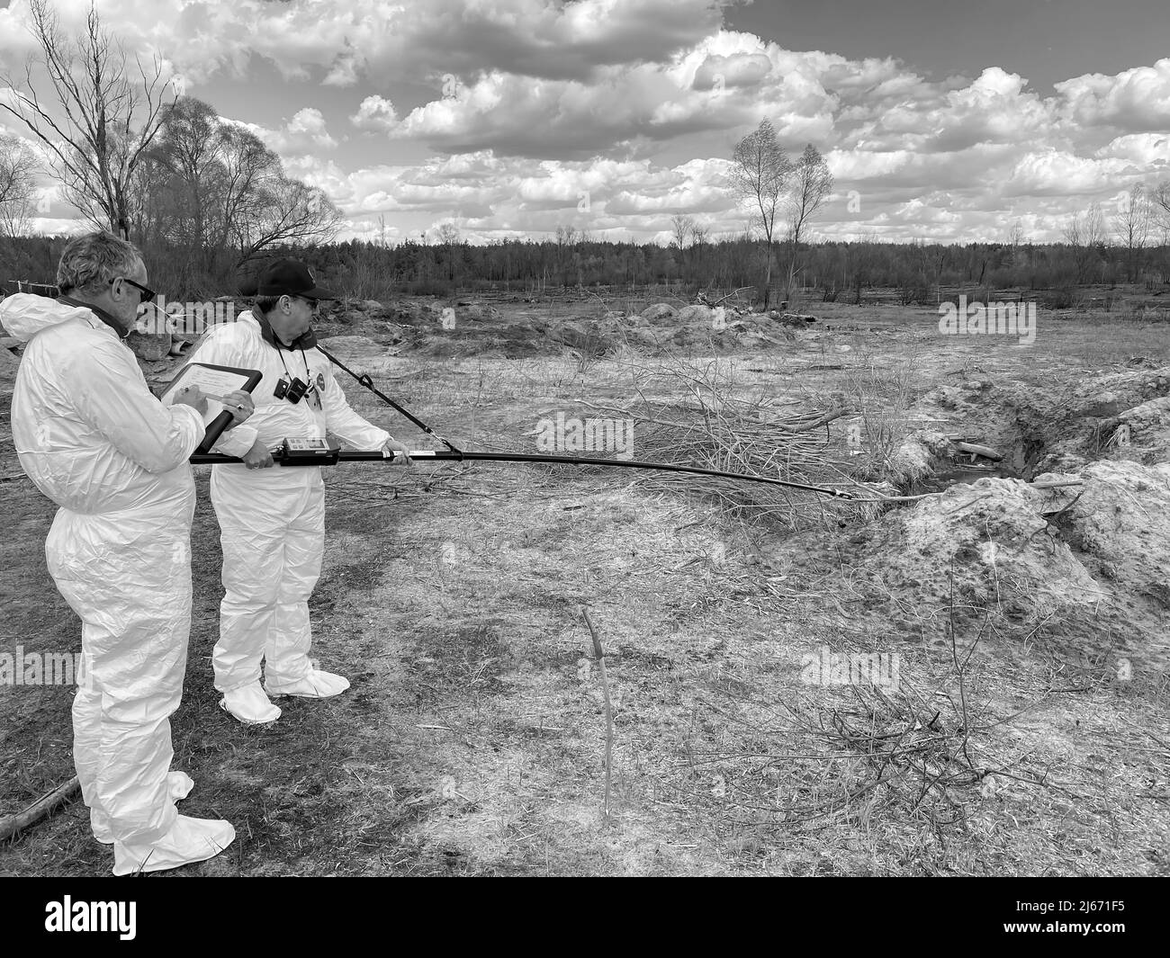 IAEA nuclear safety experts conduct radiological measurements at the Exclusion Zone surrounding the Chornobyl Nuclear Power Plant in Ukraine. 27 April 2022.  Photo Credit: IAEA Stock Photo
