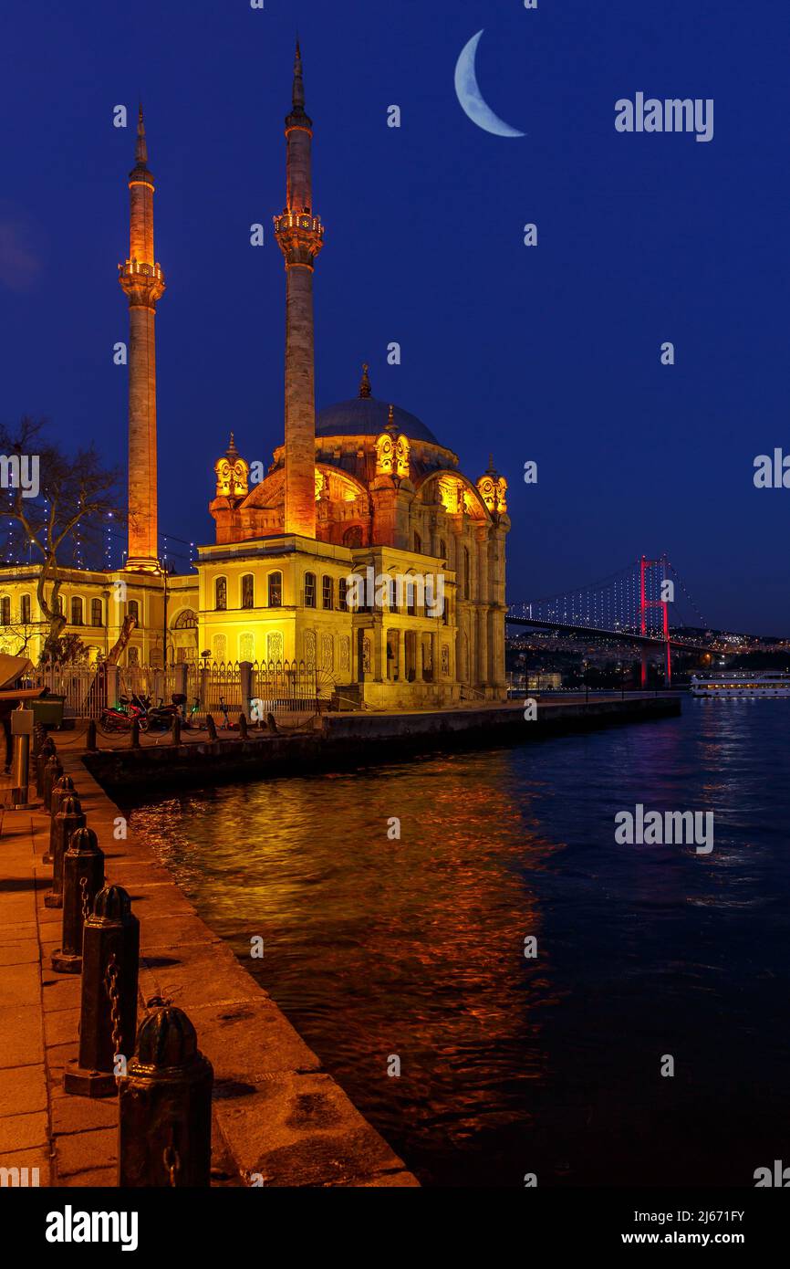 Ortakoy Mosque in the evening. Istanbul, Turkey Stock Photo - Alamy