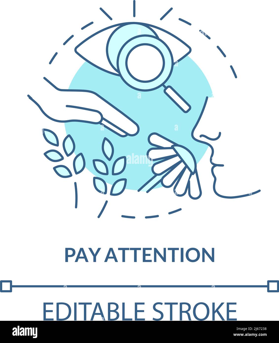 Pay attention turquoise concept icon Stock Vector