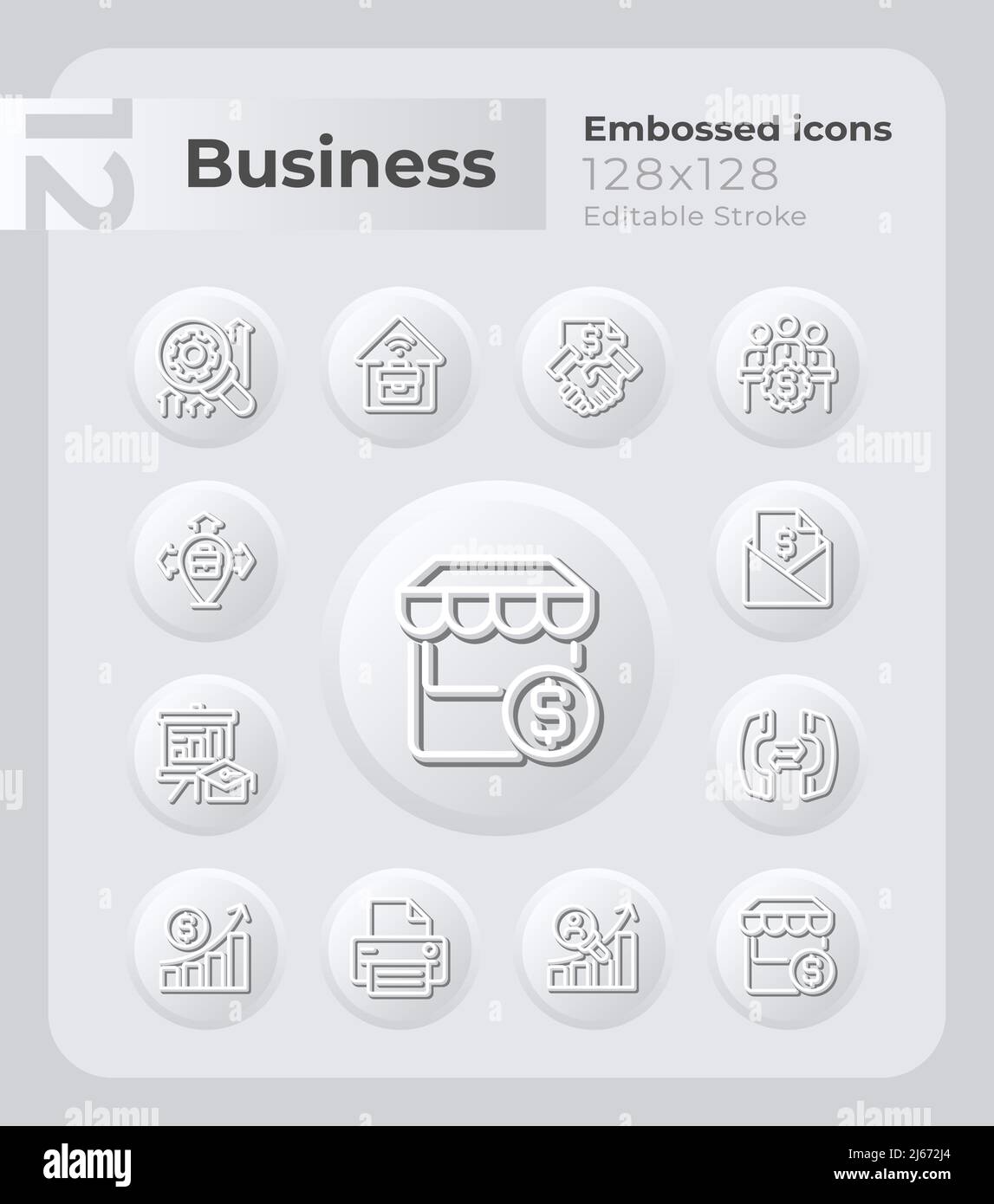 Small business management embossed icons set Stock Vector Image & Art -  Alamy