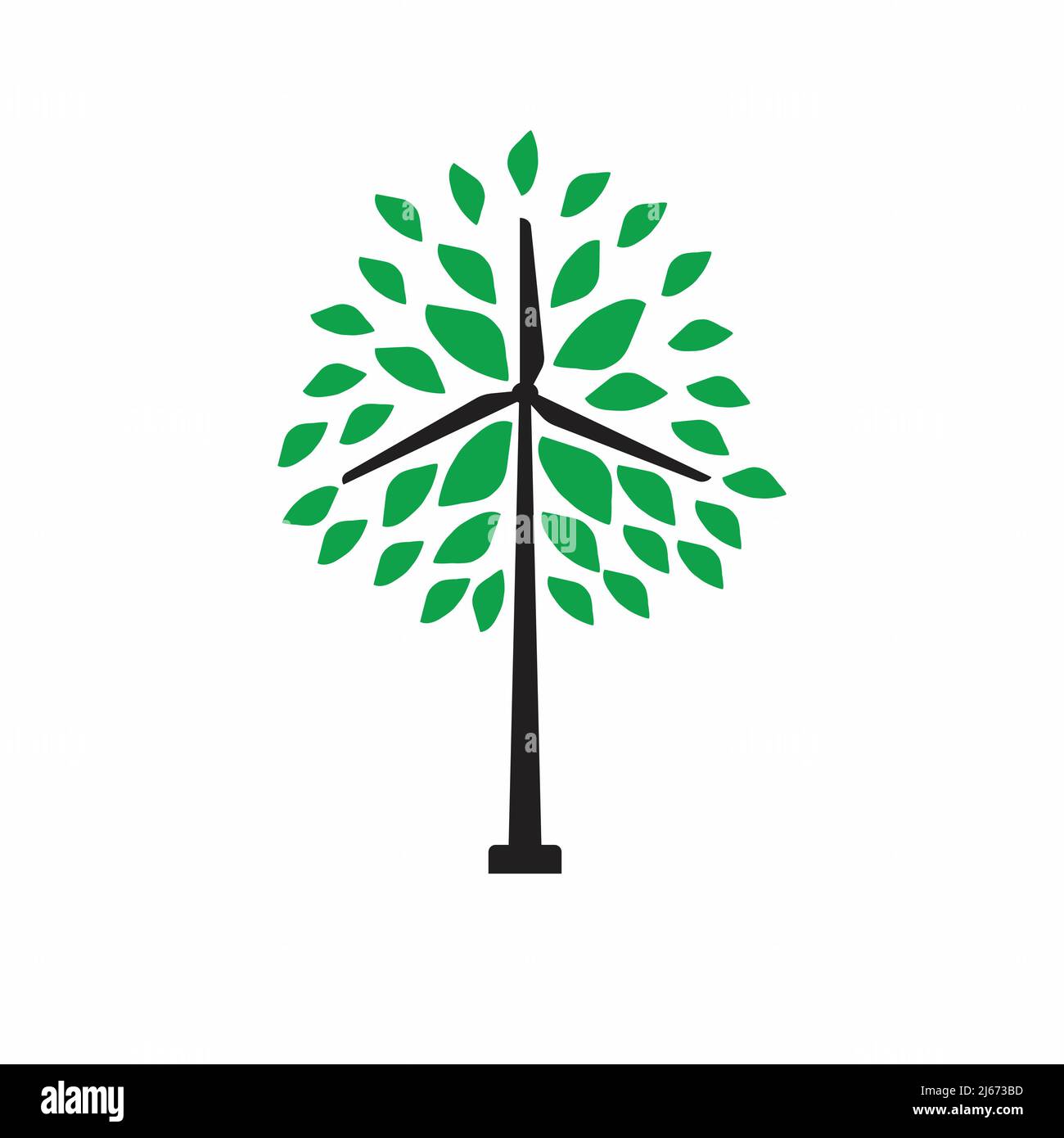 Windmill with leaves, green energy concept Stock Vector