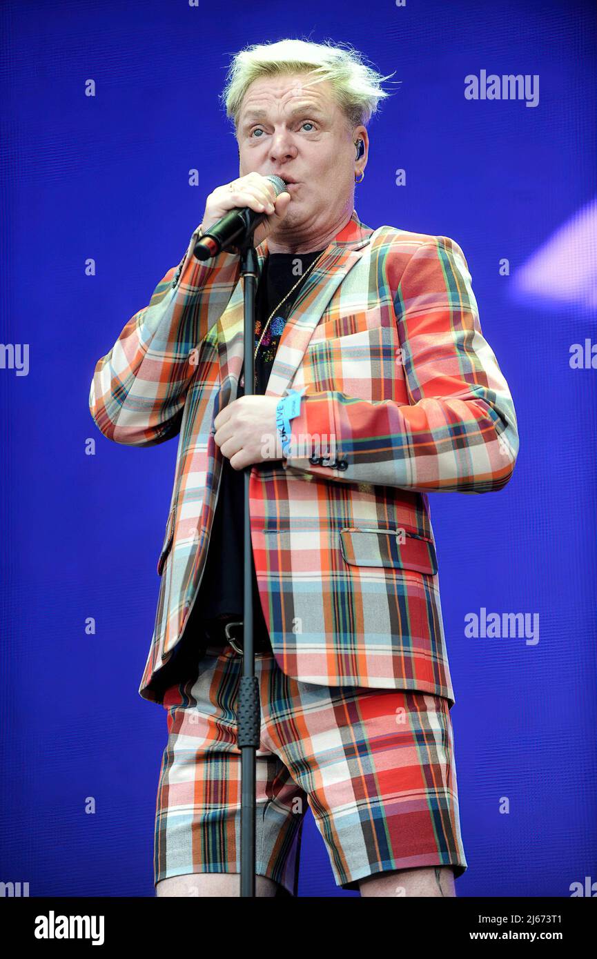 Andy Bell lead singer of Erasure performs live at Lets Rock Leeds 80s