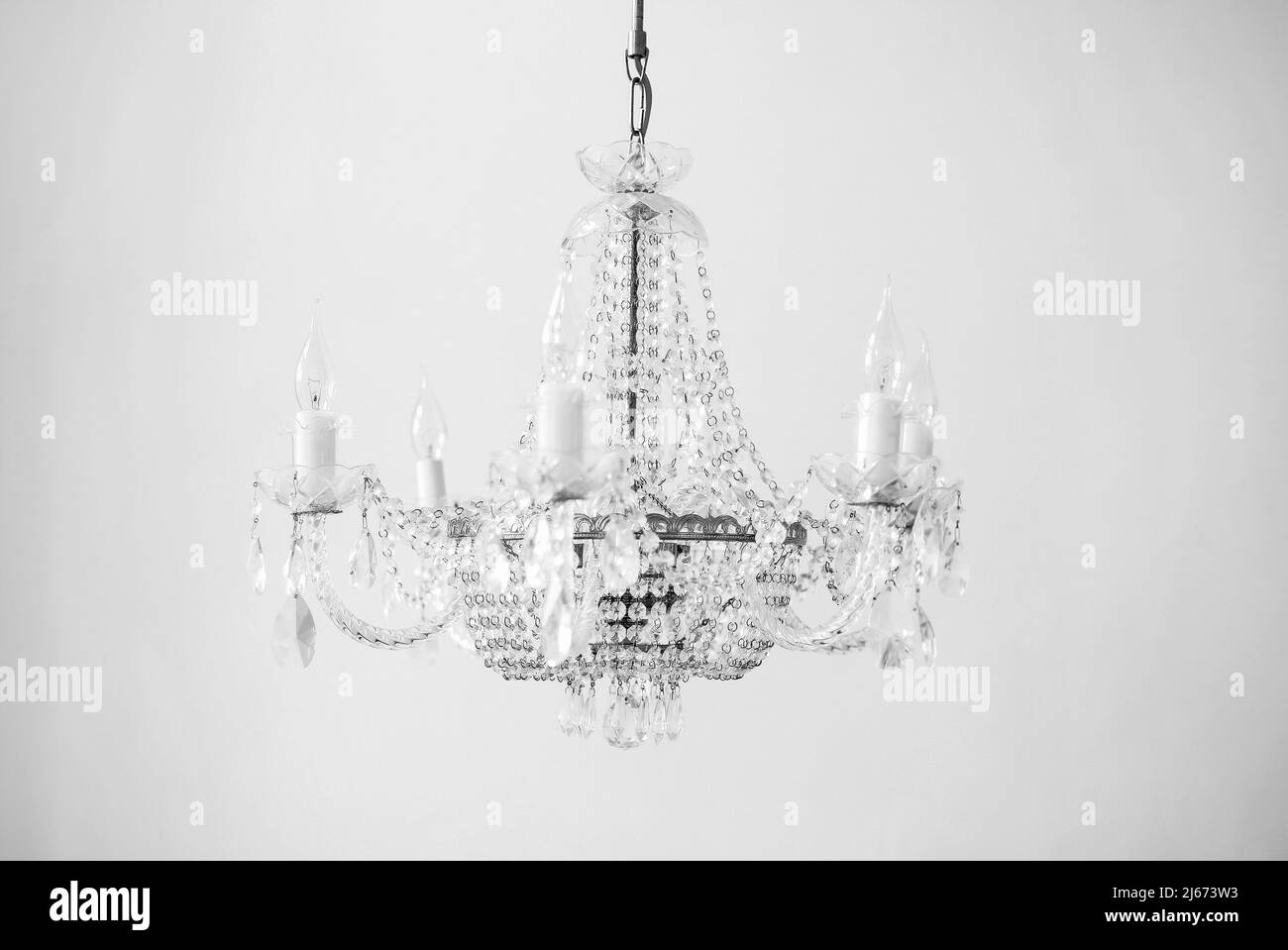 Chrystal chandelier close up. Glamour toed background with copy space Stock Photo
