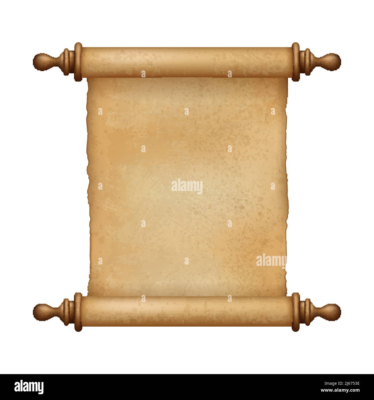 Ancient Paper, Parchment Scroll, realistic vector illustration closeup