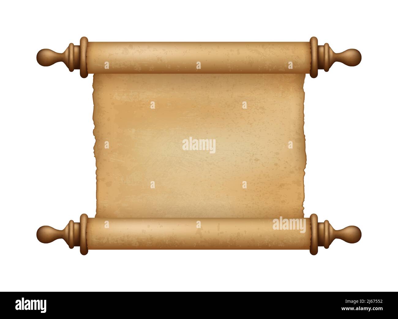 Ancient Paper, Parchment Scroll, realistic vector illustration close-up Stock Vector