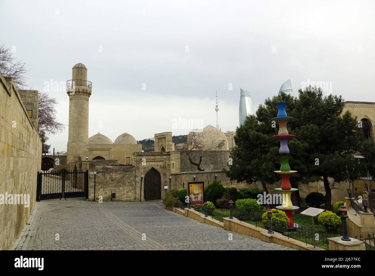 Palatial mosque, Saray məscidi, Palace of the Shirvanshahs, Icheri Sheher, Old City, Baku, İçərişəhər, Azerbaijan, UNESCO World Heritage Site Stock Photo