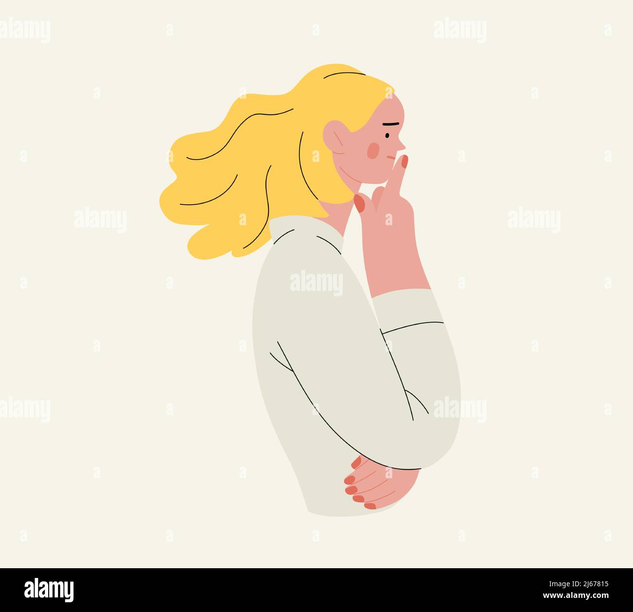 People portrait - Thinking people -Modern flat vector concept illustration of a young man thinking about something, half-length portrait, user avatar. Stock Vector