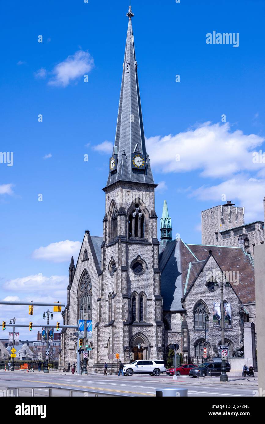 Central United Methodist Church, Downtown Detroit, Michigan, USA Stock Photo