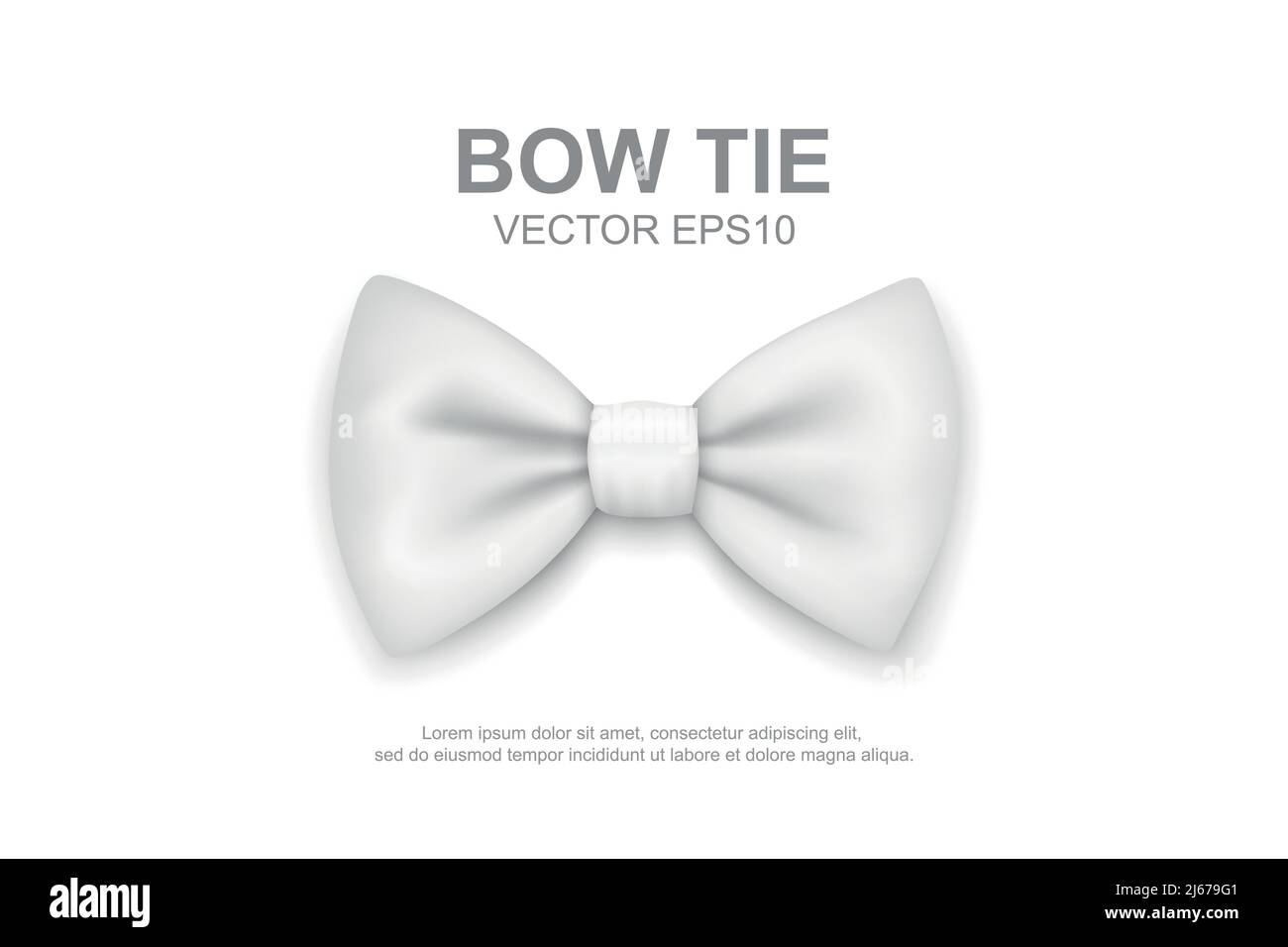 Vector 3d Realistic White Bow Tie Icon Closeup Isolated on White ...
