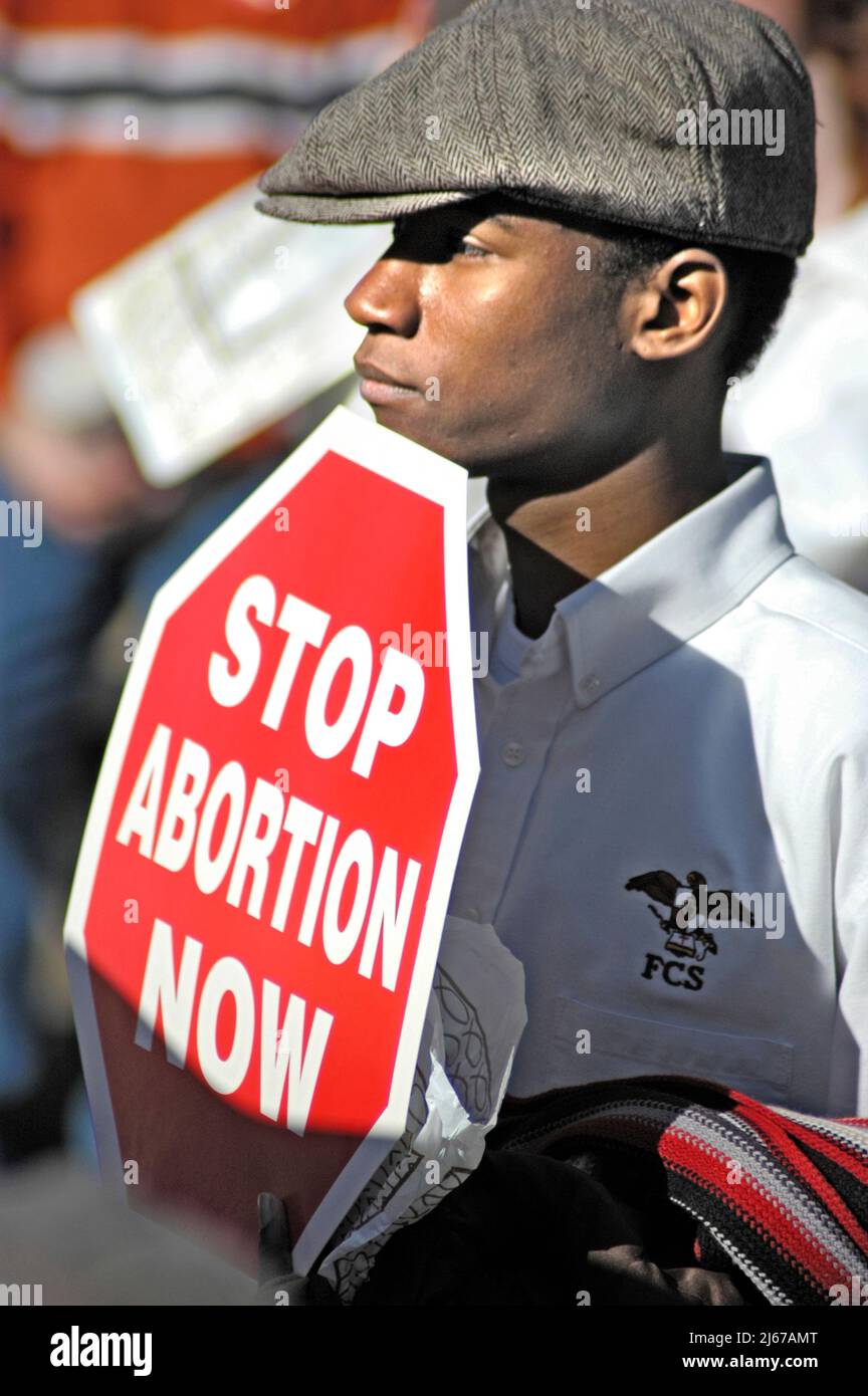 Anti Abortion and Pro Life law demonstration at the Georgia State Capitol building in Atlanta USA political policy actions about women Stock Photo