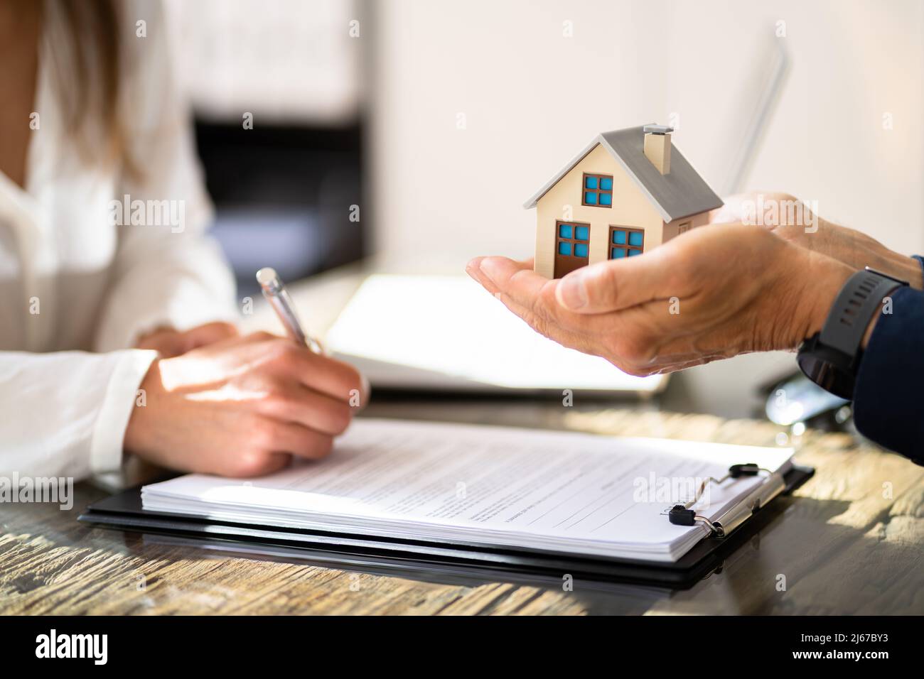 Signing Apartment Or House Lease Agreement. Real Estate Paperwork Stock