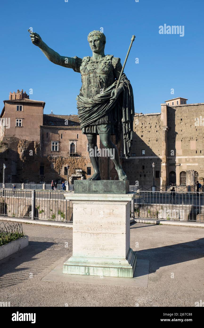 Statue of Augustus outside the Roman Forum Rome Italy Stock Photo